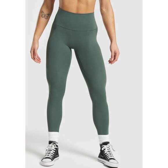 NWT GYMSHARK LEGACY LEGGINGS Slate Teal SIZE S - Picture 1 of 8